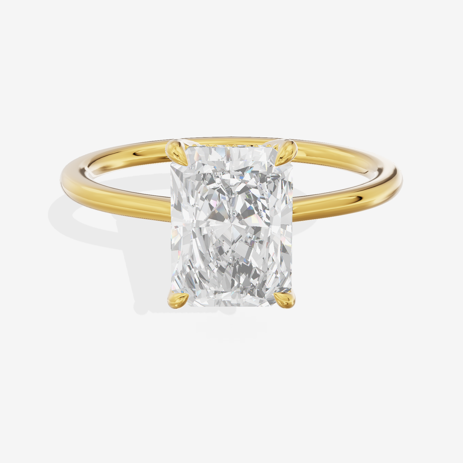 Promezza Hidden Halo Radiant Engagement Ring (1/20 ct. tw.) in 18K Yellow Gold