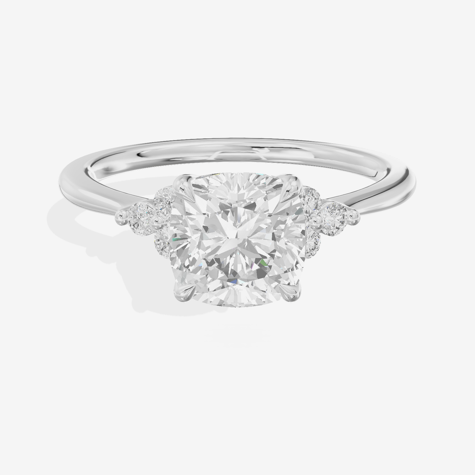 Petite Whisper Cushion Engagement Ring with Side Stones (1/10 ct. tw.) in 14K White Gold