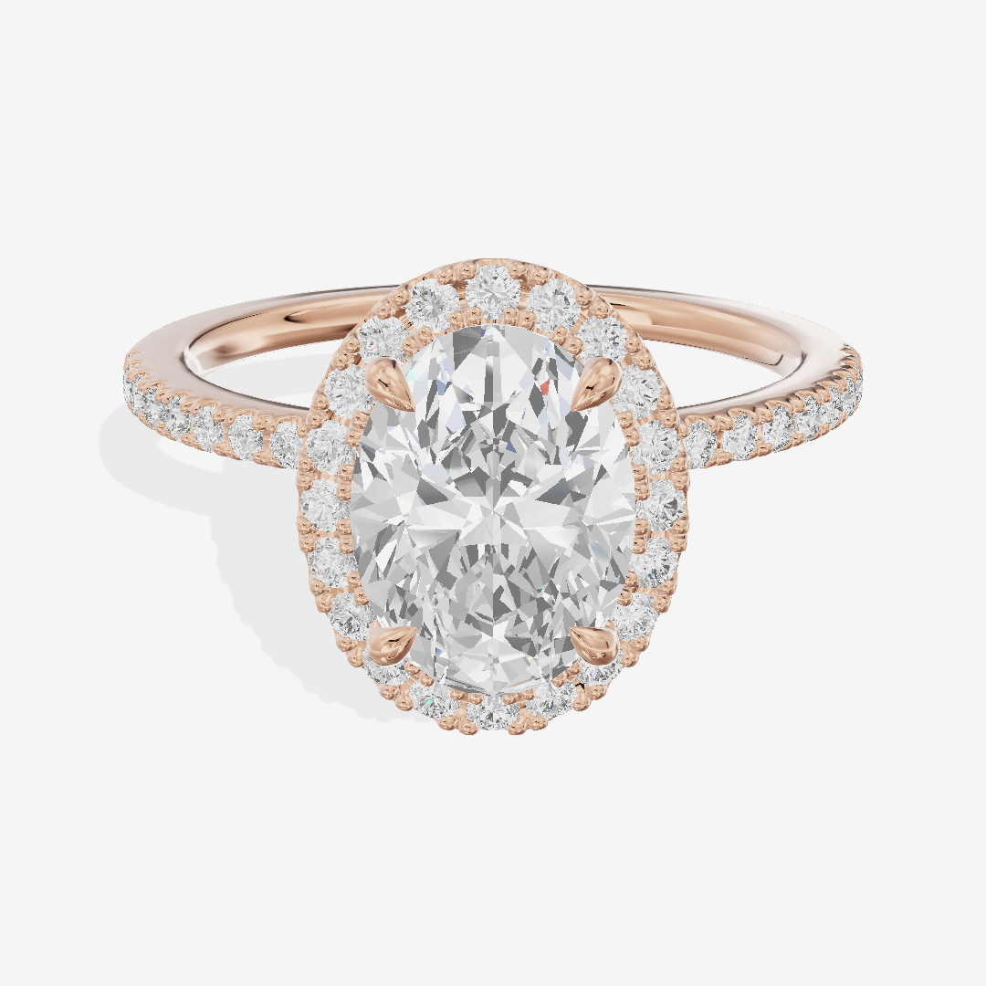 Vintage Adorae Oval Hidden Halo Engagement Ring (2/5 ct. tw.) in 18K Rose Gold