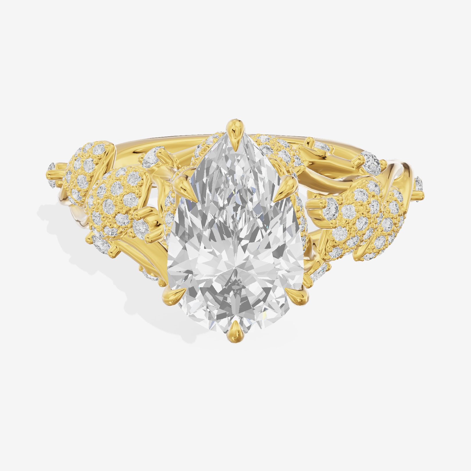 Modern Linger Pear Engagement Ring with Side Stones (3/4 ct. tw.) in 18K Yellow Gold