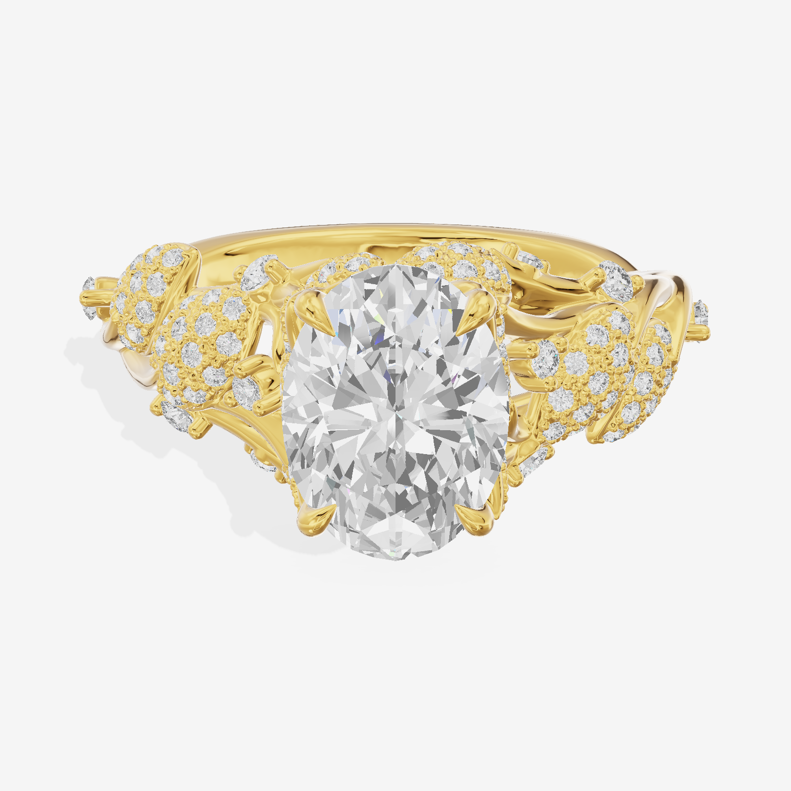 Modern Linger Oval Engagement Ring with Side Stones (3/4 ct. tw.) in 18K Yellow Gold