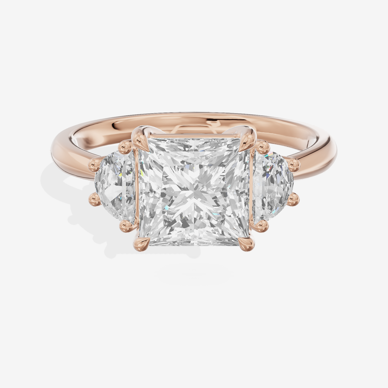 Petite Belovae Princess Three Stone Engagement Ring (1/2 ct. tw.) in 14K Rose Gold