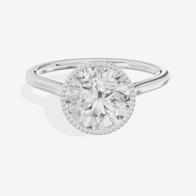 Modern Coeurine 1.5mm Round Bezel Engagement Ring in 18K White Gold