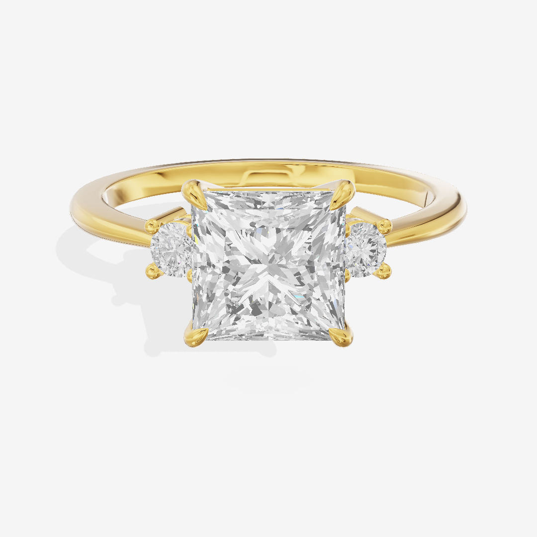 Eternal Aimora Princess Three Stone Engagement Ring (1/10 ct. tw.) in 18K Yellow Gold