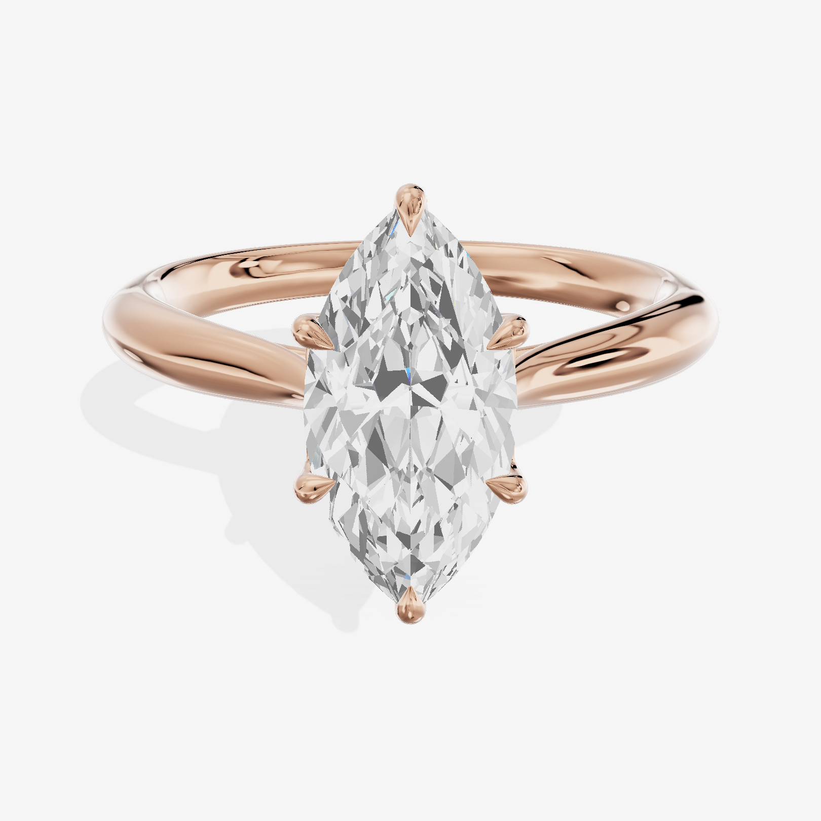 Crowned Halcyon 2.5mm Marquise Six-Prong Engagement Ring in 18K Rose Gold