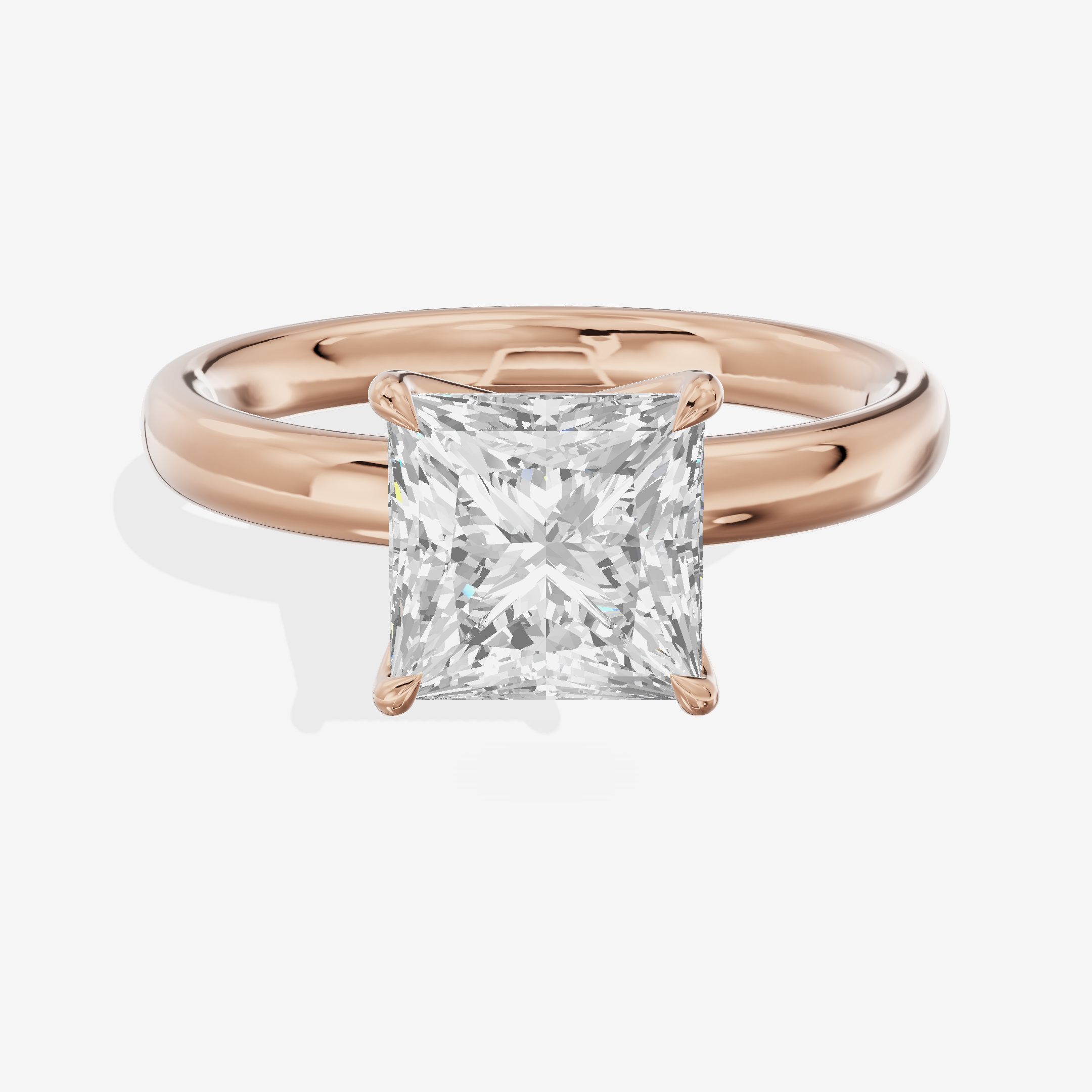 Hallowed Promezza 2.5mm Princess Solitaire Engagement Ring in 18K Rose Gold