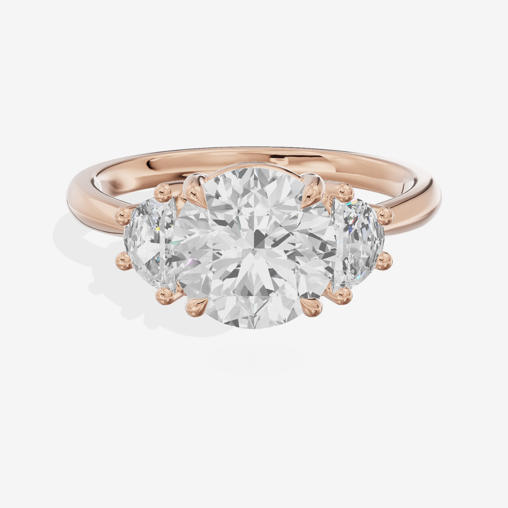 Classic Liviana Round Three Stone Engagement Ring (1/4 ct. tw.) in 14K Rose Gold