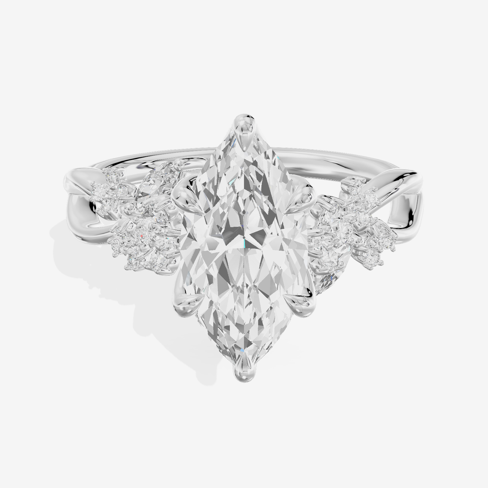 Lightwoven Pavé Marquise Engagement Ring with Side Stones (1/8 ct. tw.) in 14K White Gold