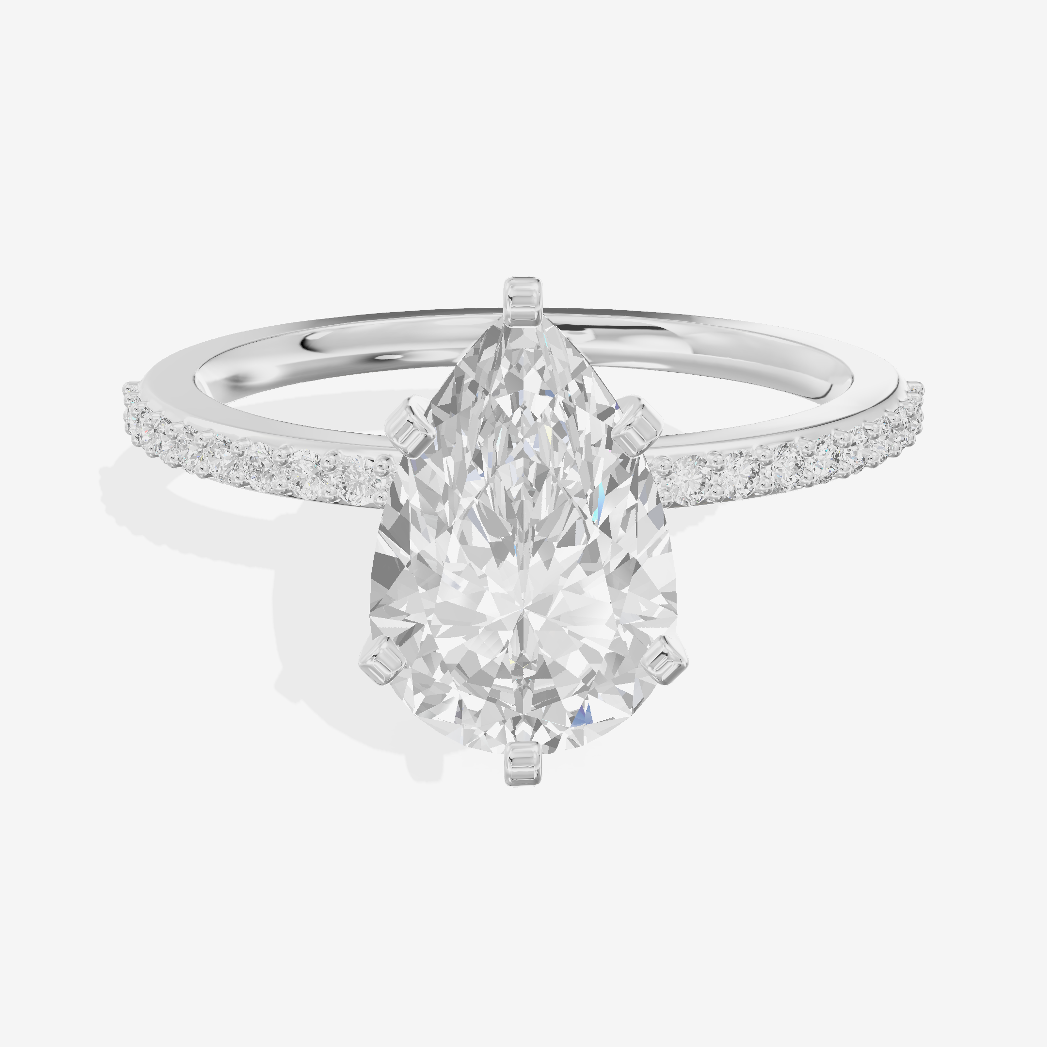 Twined Selenia Pear Engagement Ring with Side Stones (1/10 ct. tw.) in 14K White Gold