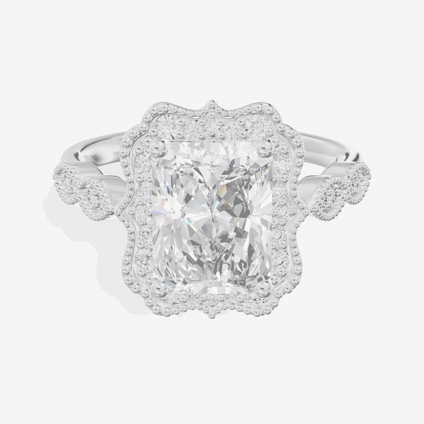 Luxe Liviana Radiant Halo Engagement Ring (2/3 ct. tw.) in Platinum