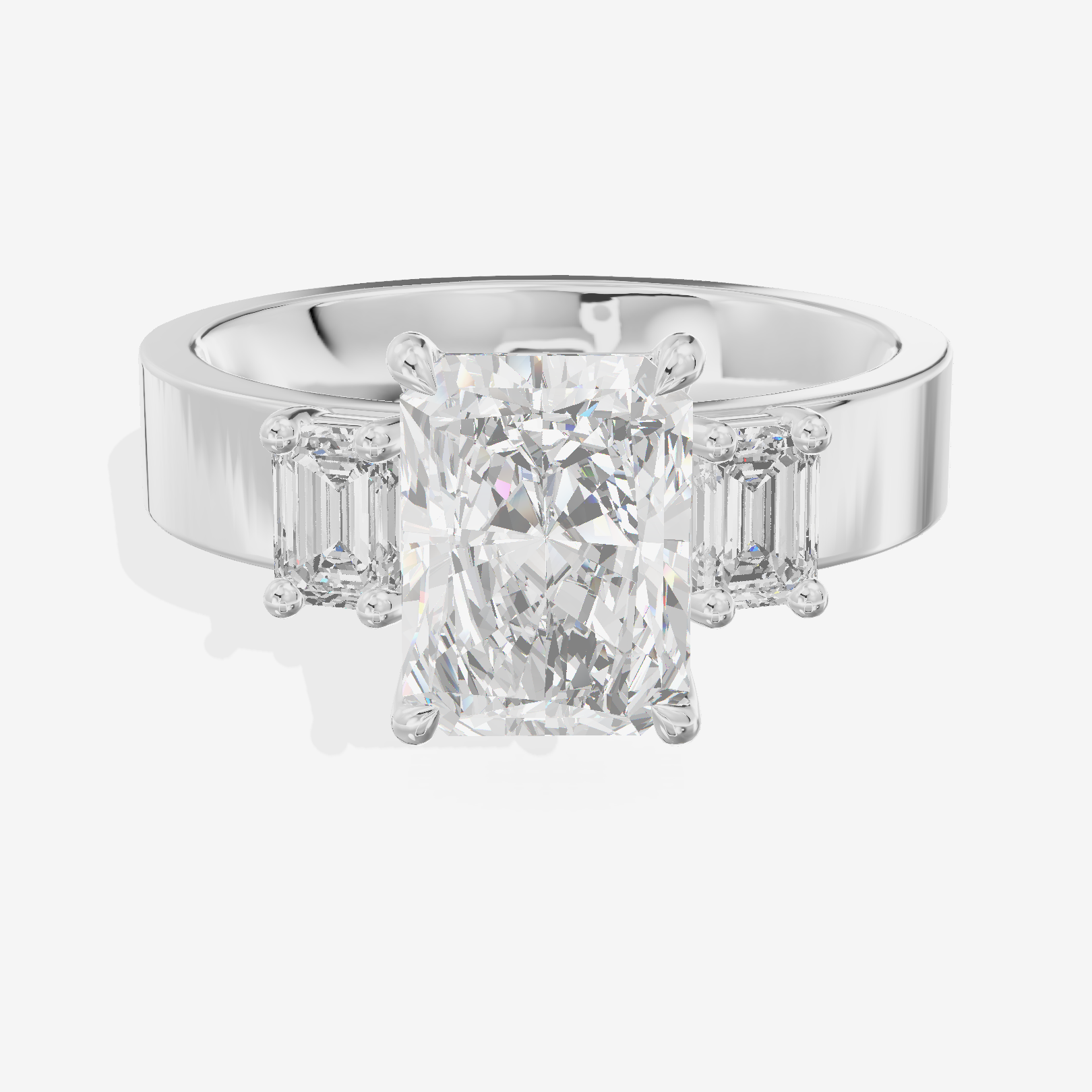 Vintage Vowsae Three Stone Radiant Engagement Ring (1/2 ct. tw.) in 18K White Gold