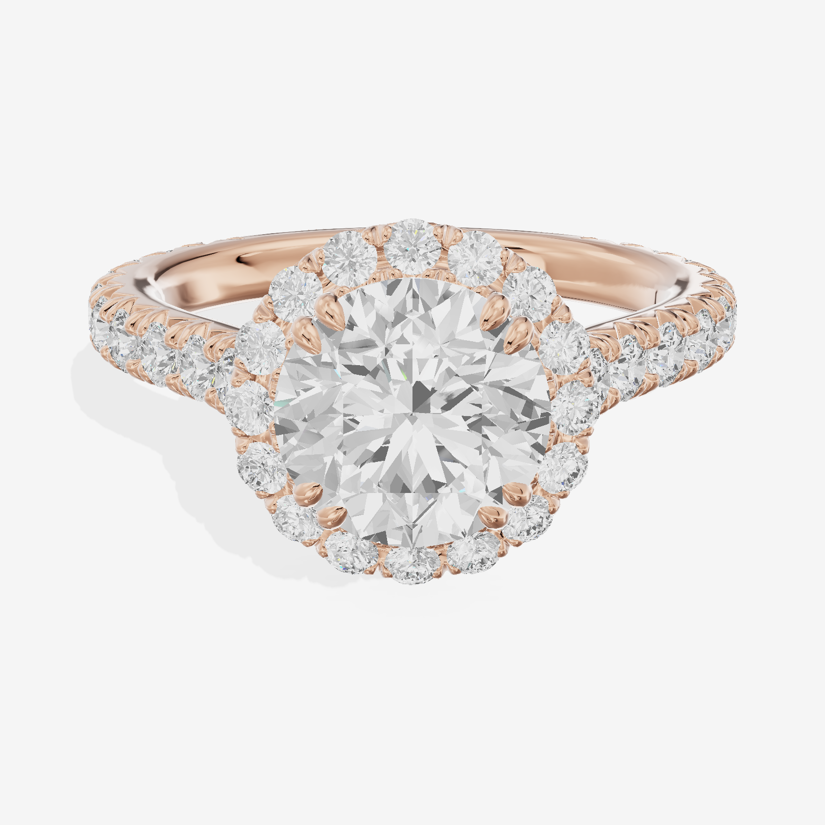 One of One Halo Round Engagement Ring (3/4 ct. tw.) in 18K Rose Gold