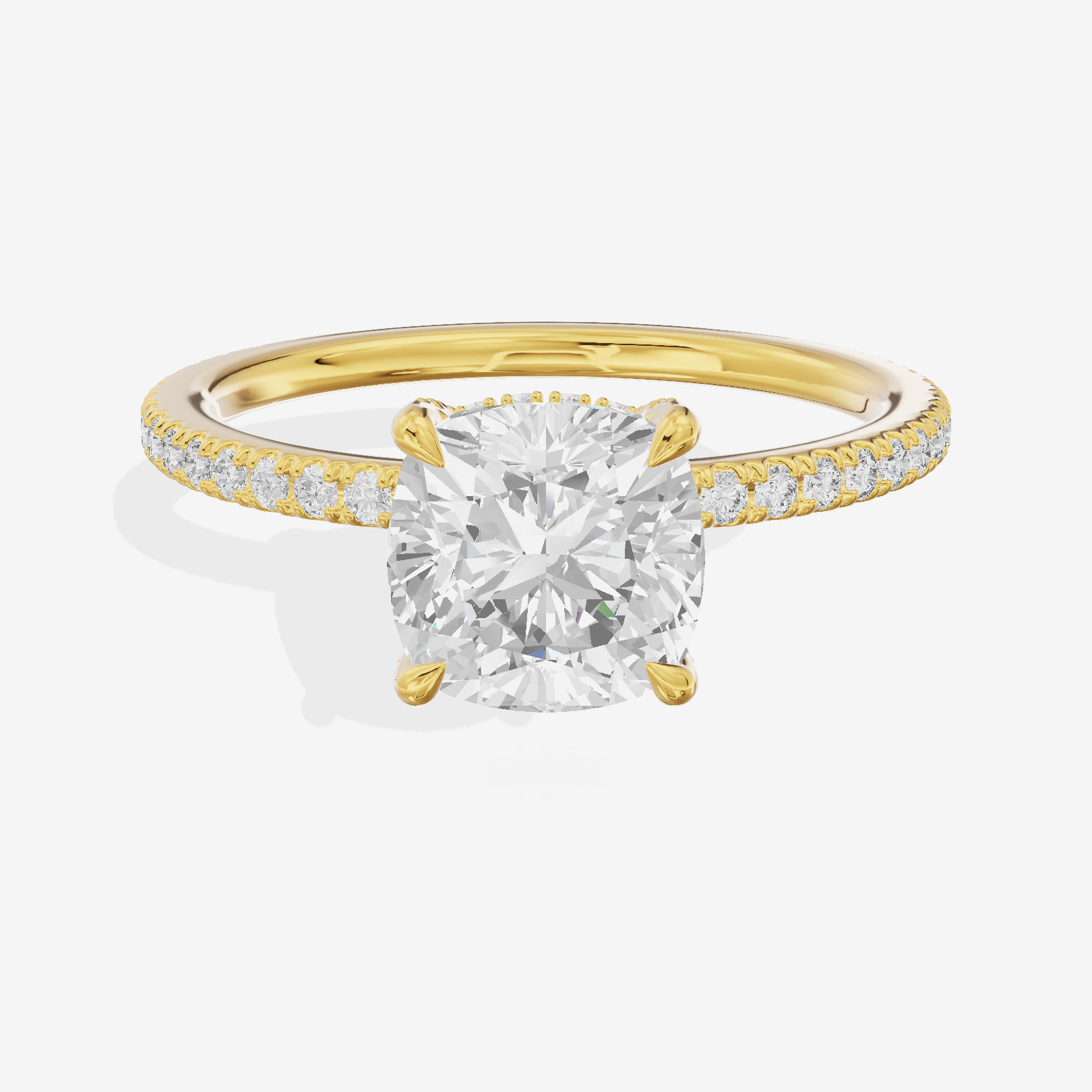 Lustrous Sincere Cushion Engagement Ring with Side Stones (1/3 ct. tw.) in 14K Yellow Gold
