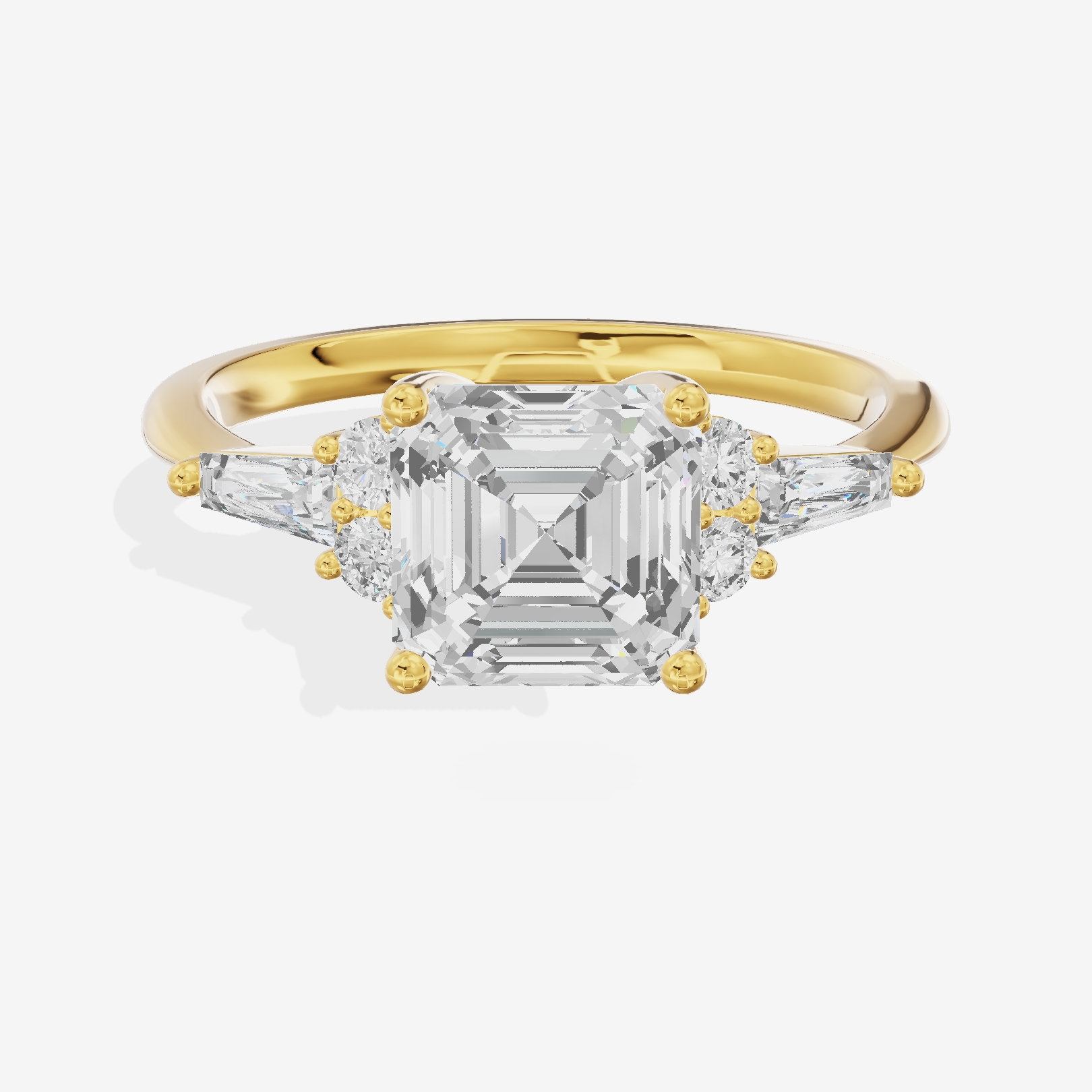 Modern Cherubine Asscher Engagement Ring with Side Stones (1/4 ct. tw.) in 14K Yellow Gold