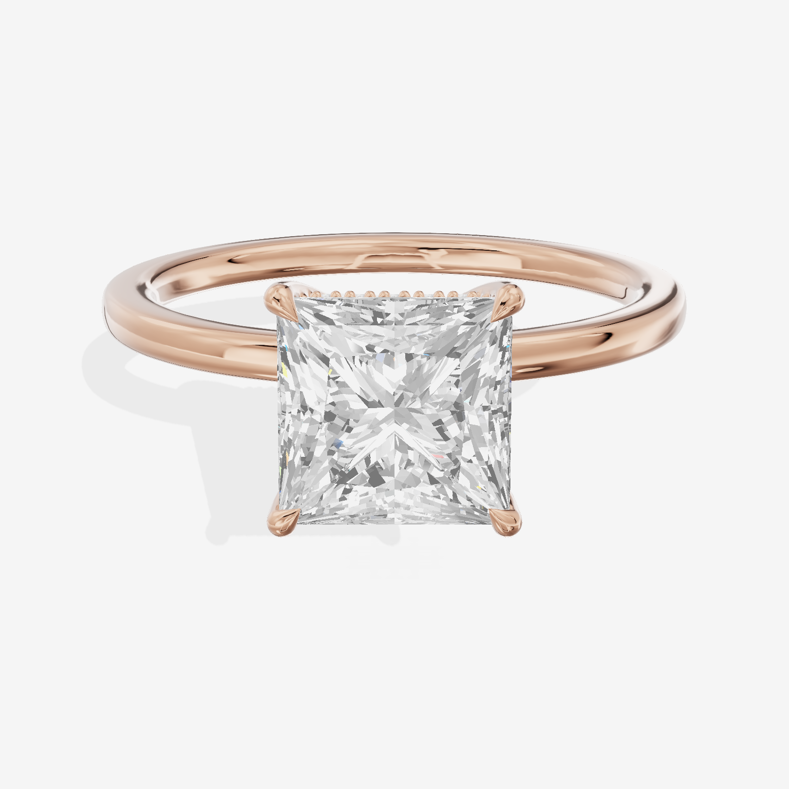 Grand Aimora Princess Engagement Ring with Hidden Halos (1/20 ct. tw.) in 14K Rose Gold