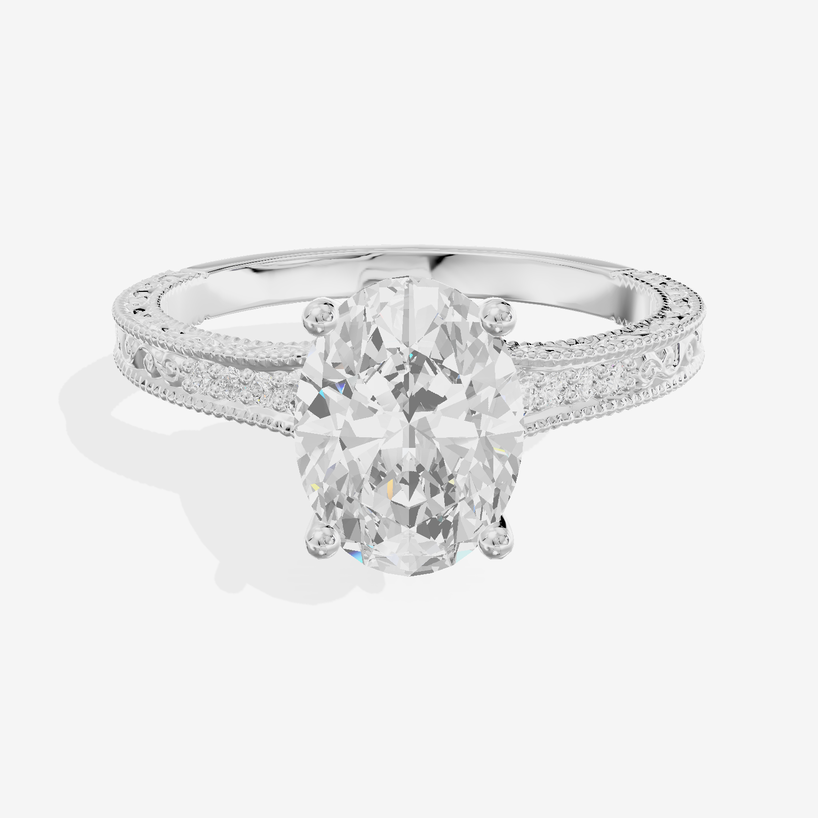 Vintage Sincere Oval Engagement Ring (1/10 ct. tw.) in 18K White Gold