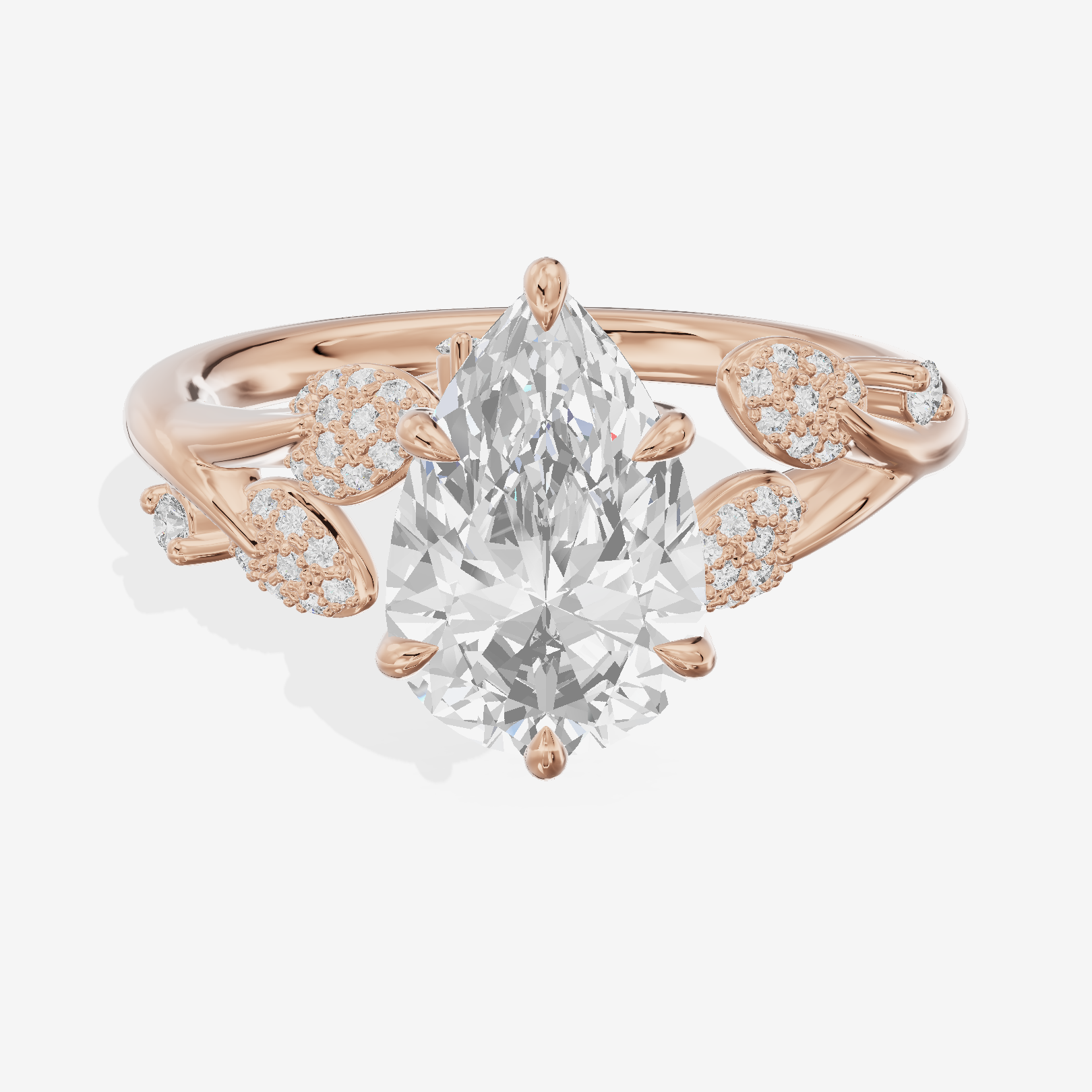Grand Linger Pear Engagement Ring with Side Stones (1/10 ct. tw.) in 18K Rose Gold