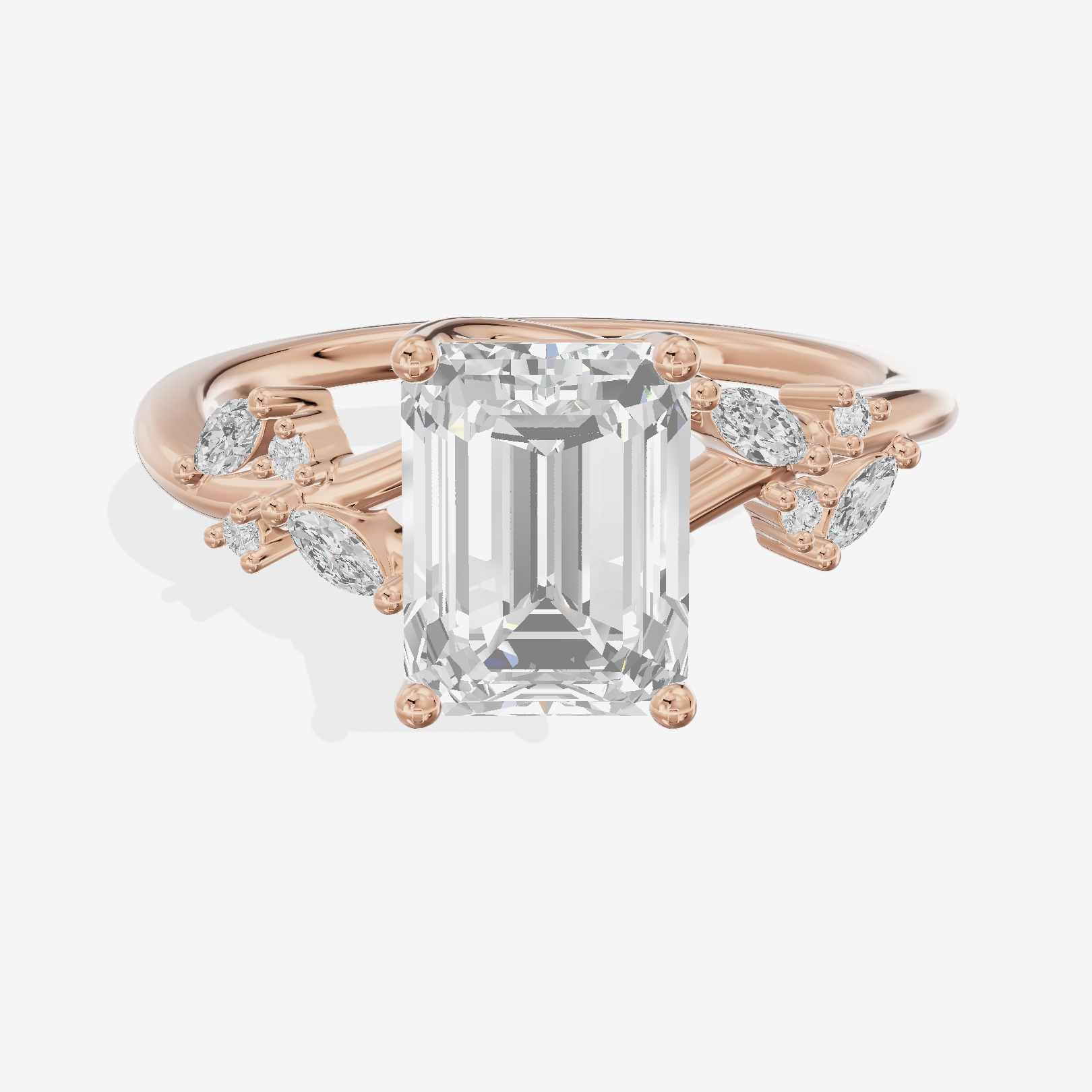 Vintage Trueheart Emerald Engagement Ring (1/6 ct. tw.) in 18K Rose Gold