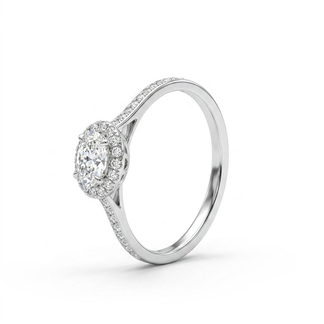 Halo Pavé Oval Engagement Ring (1.36 ct. tw.) in 18K White Gold