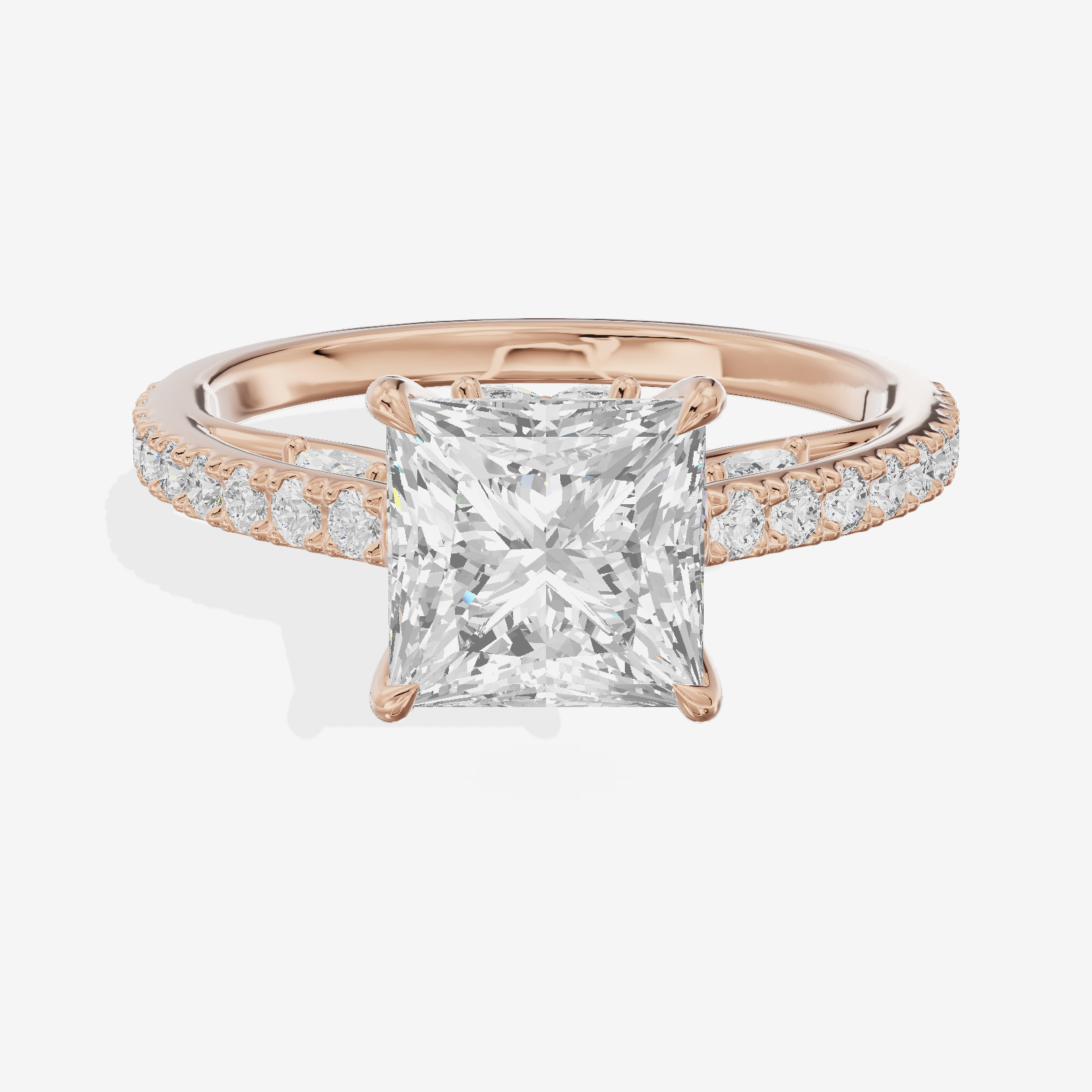 Twine Cathedral 1.8mm Princess Solitaire Engagement Ring (1/2 ct. tw.) in 18K Rose Gold