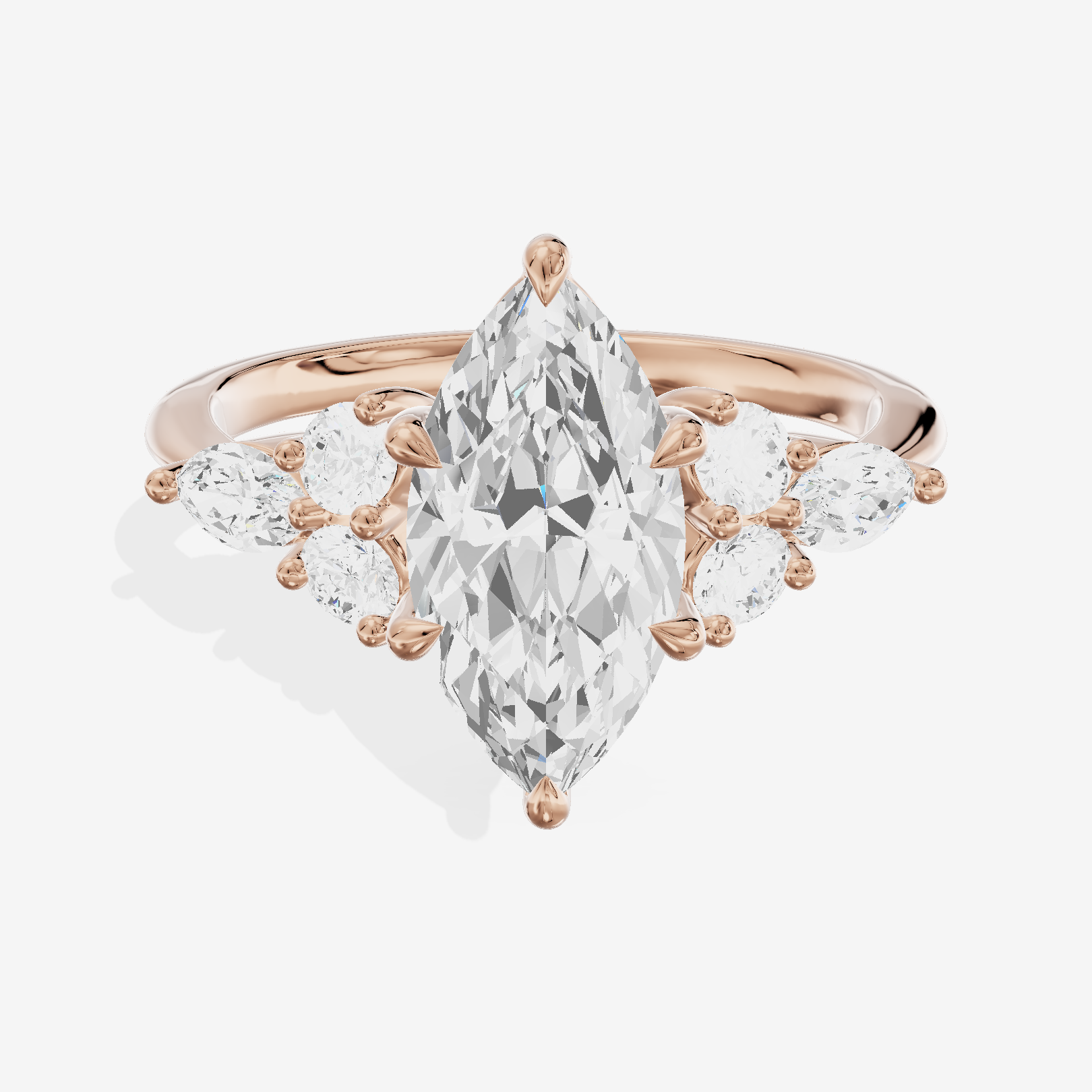 Luxe Vowsae Marquise Engagement Ring with Side Stones (2/5 ct. tw.) in 14K Rose Gold