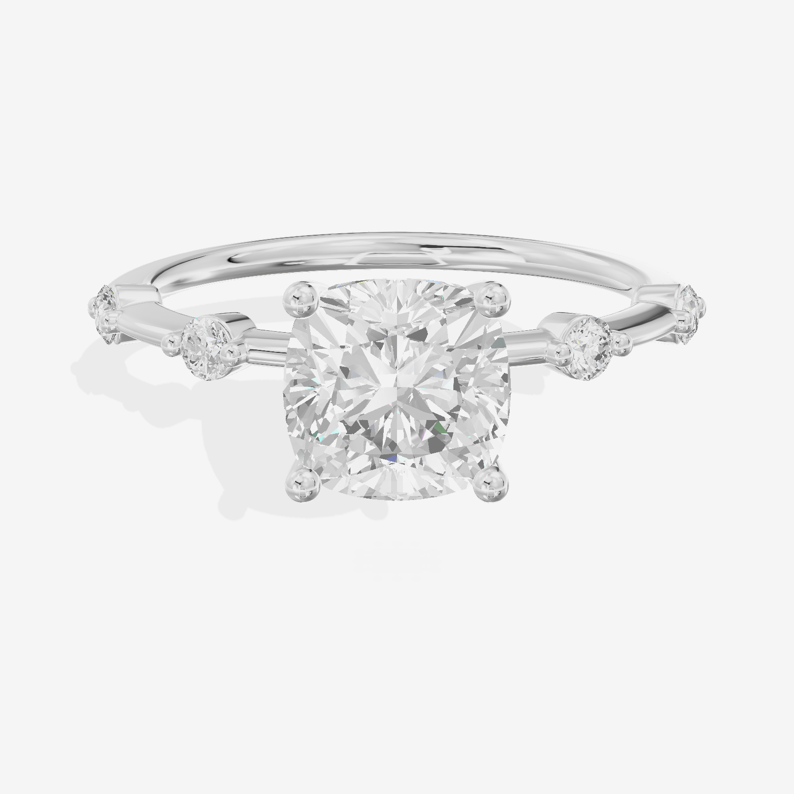 Grand Trueheart Cushion Engagement Ring with Side Stones (1/2 ct. tw.) in Platinum