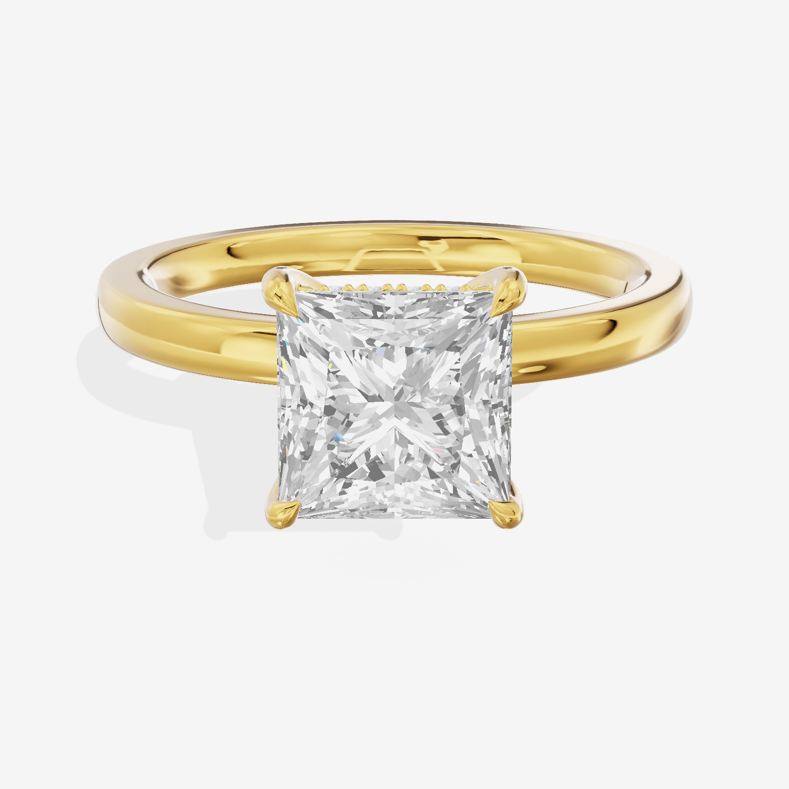 Grand Lumera Princess Engagement Ring with Side Stones (3/4 ct. tw.) in 18K Yellow Gold