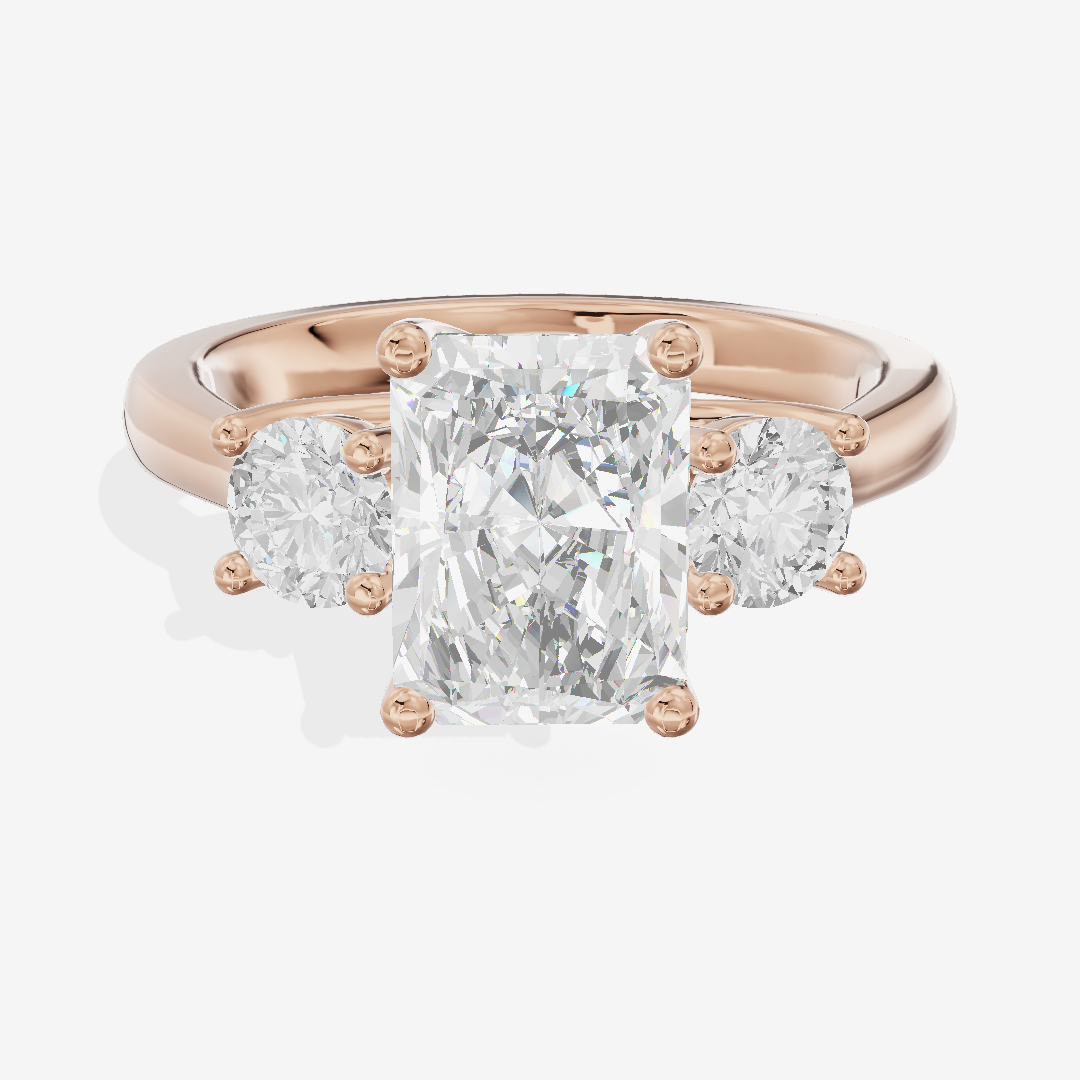 Petite Selenia Three Stone Radiant Engagement Ring (1/3 ct. tw.) in 18K Rose Gold