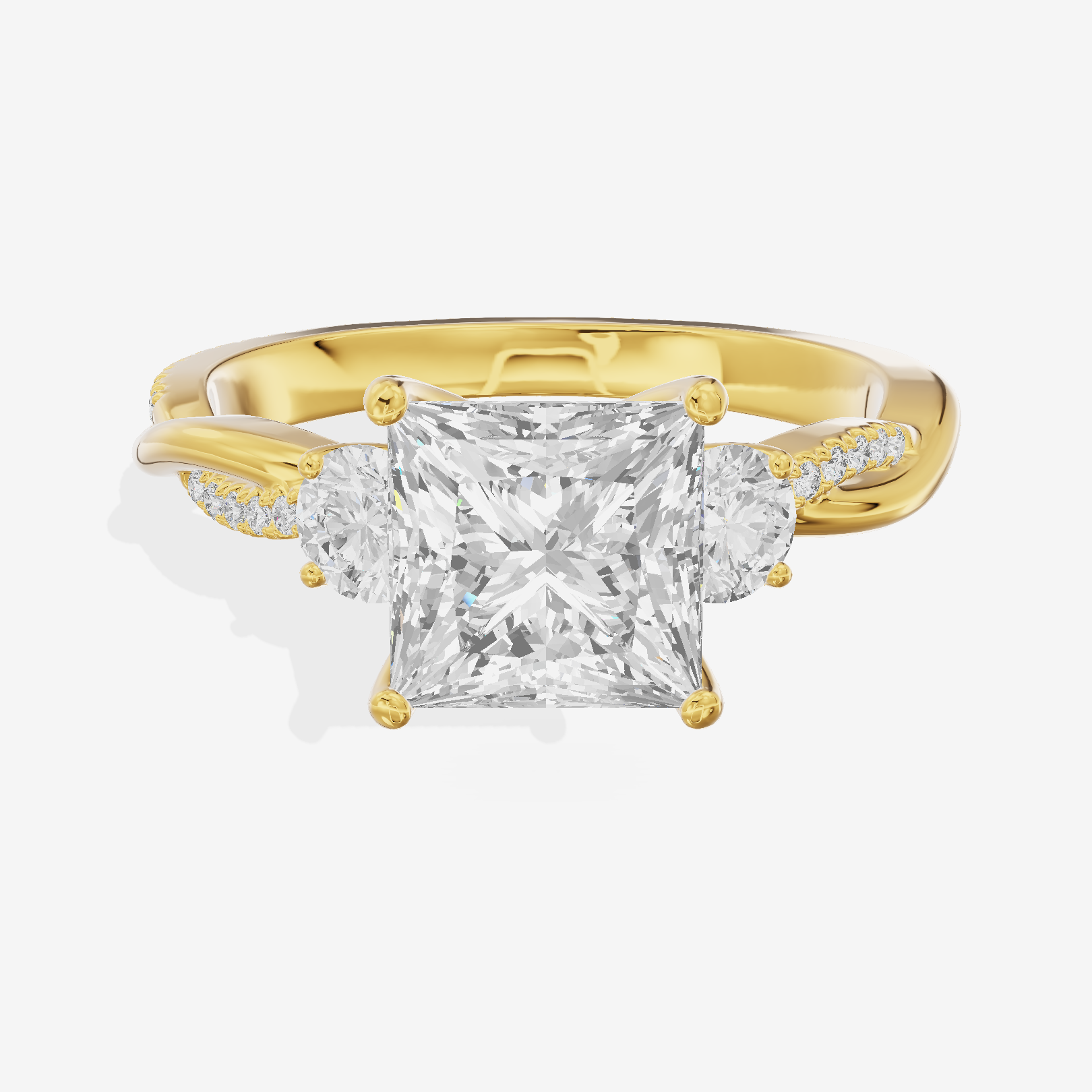 Luxe Selenia Three Stone Princess Engagement Ring (1 ct. tw.) in 18K Yellow Gold