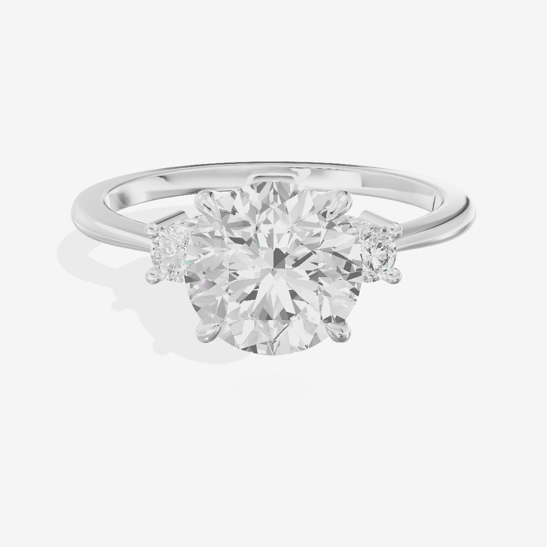 Eternal Aimora Round Three Stone Engagement Ring (1/10 ct. tw.) in 14K White Gold