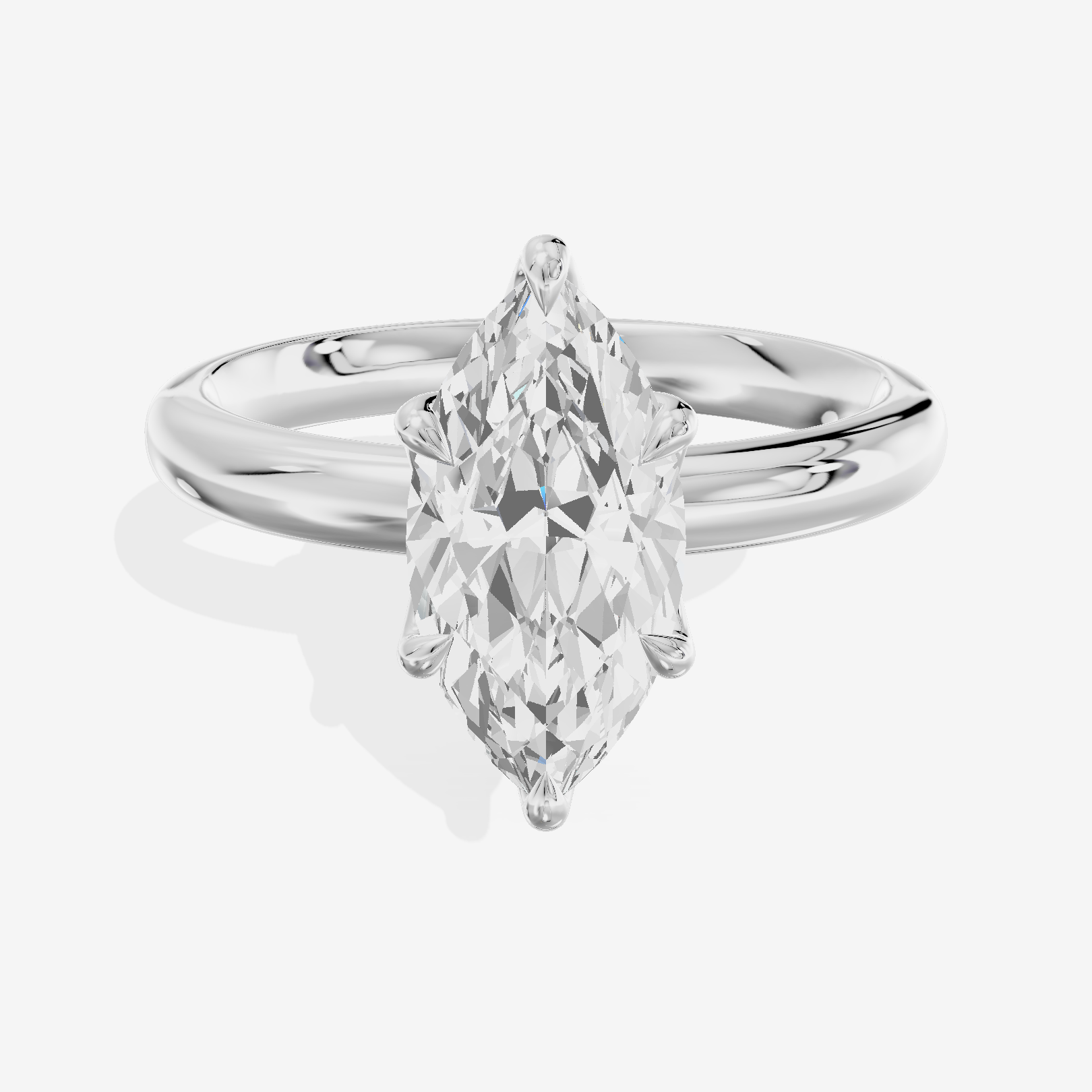 Vowsae 2.5mm Marquise Six-Prong Engagement Ring in 18K White Gold