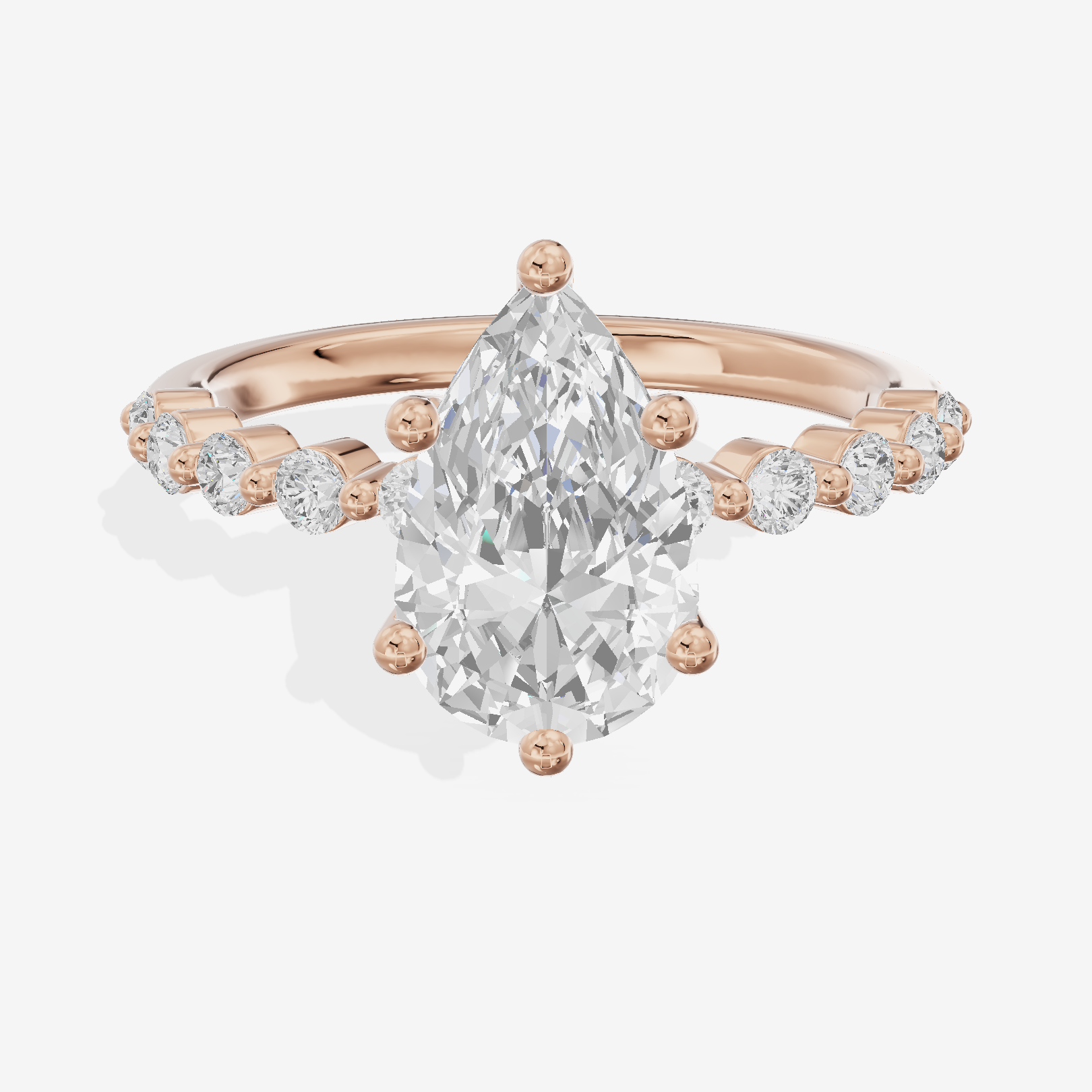 Lustrous Aimora 3mm Pear Solitaire Engagement Ring in 14K Rose Gold