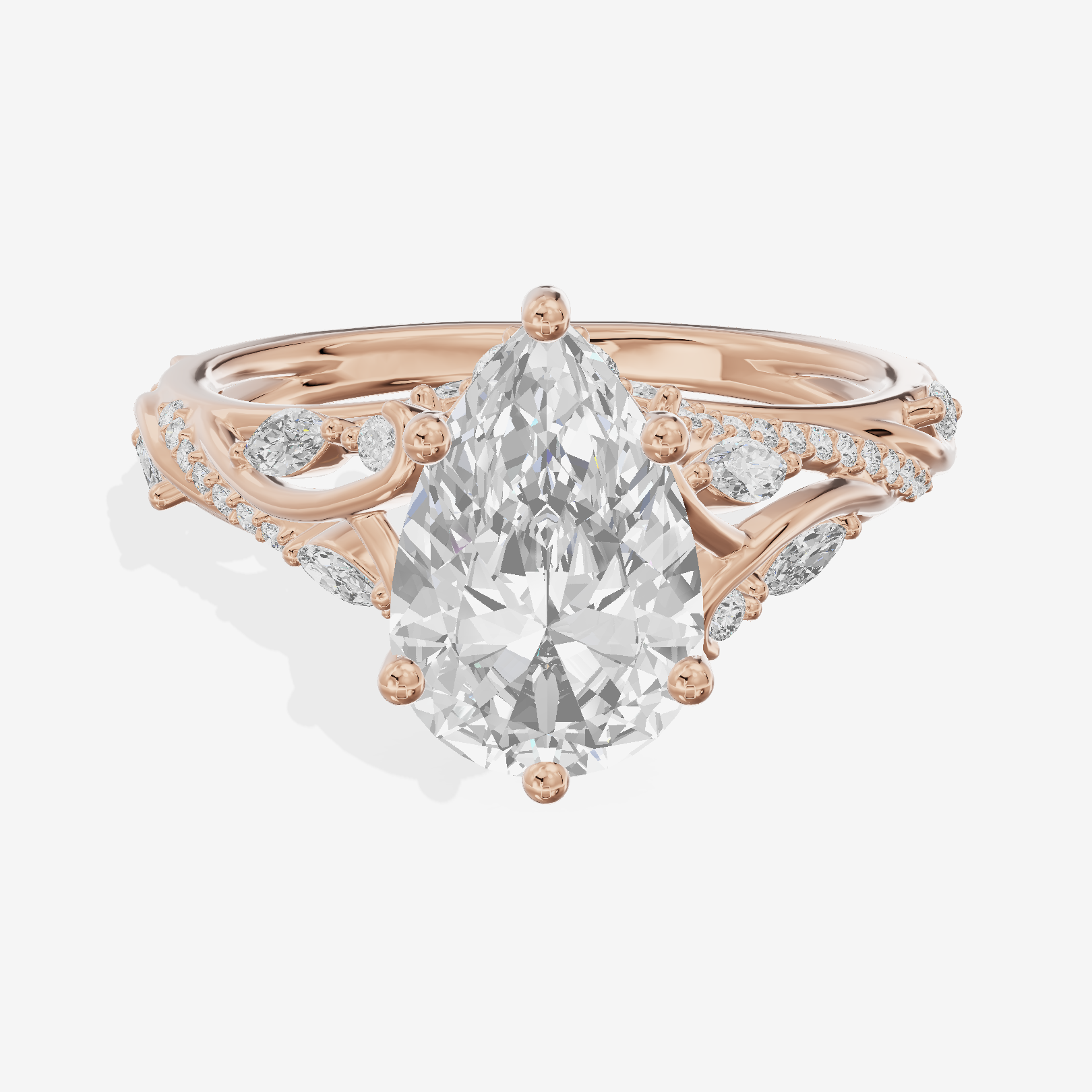 Twined Lumera Pear Twisted Engagement Ring (1/2 ct. tw.) in 18K Rose Gold