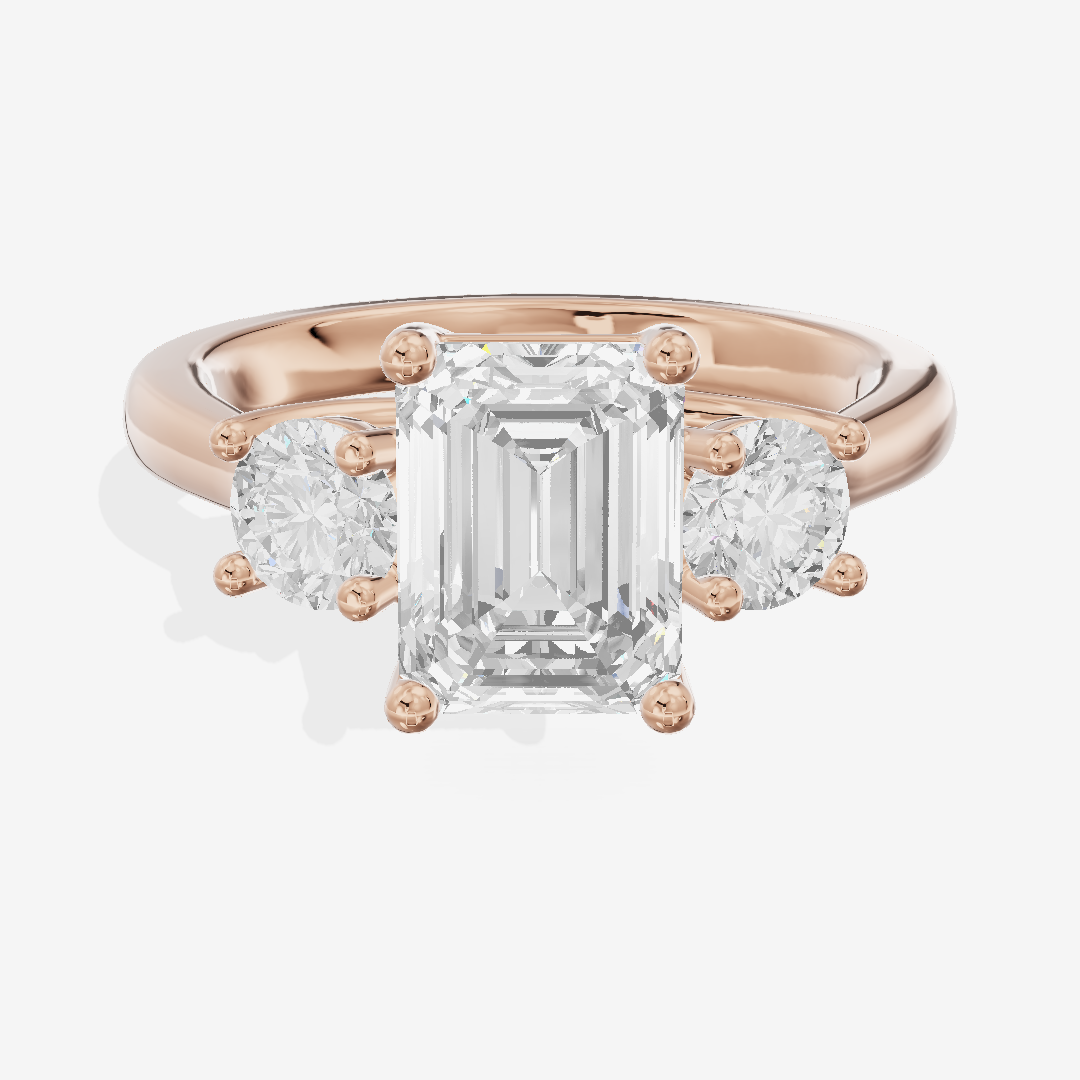 Petite Selenia Three Stone Emerald Engagement Ring (1/3 ct. tw.) in 18K Rose Gold
