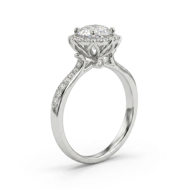 Cathedral Halo Pavé Round Engagement Ring (2/3 ct. tw.) in 18K White Gold