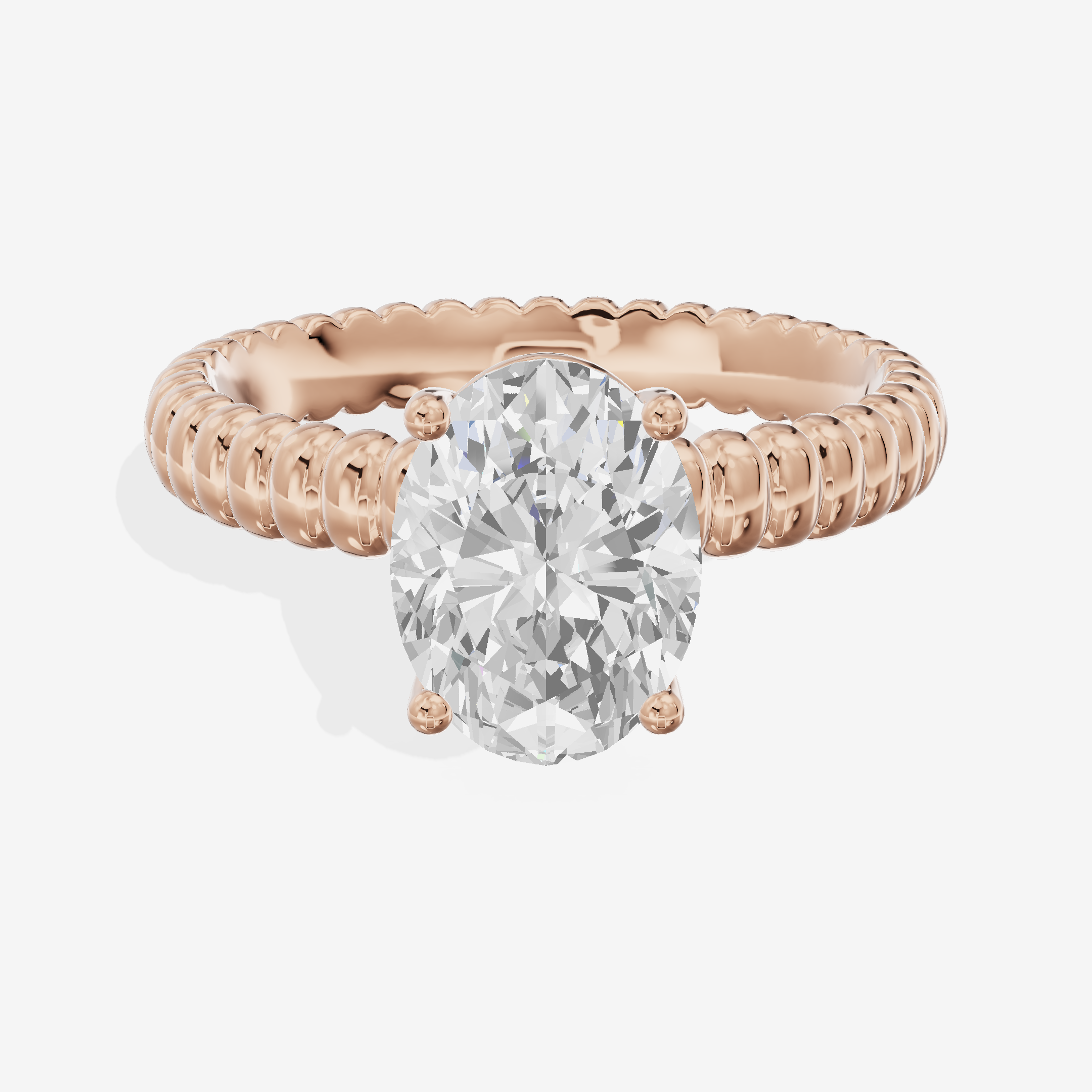 Lustrous Aimora 3mm Oval Solitaire Engagement Ring in 18K Rose Gold