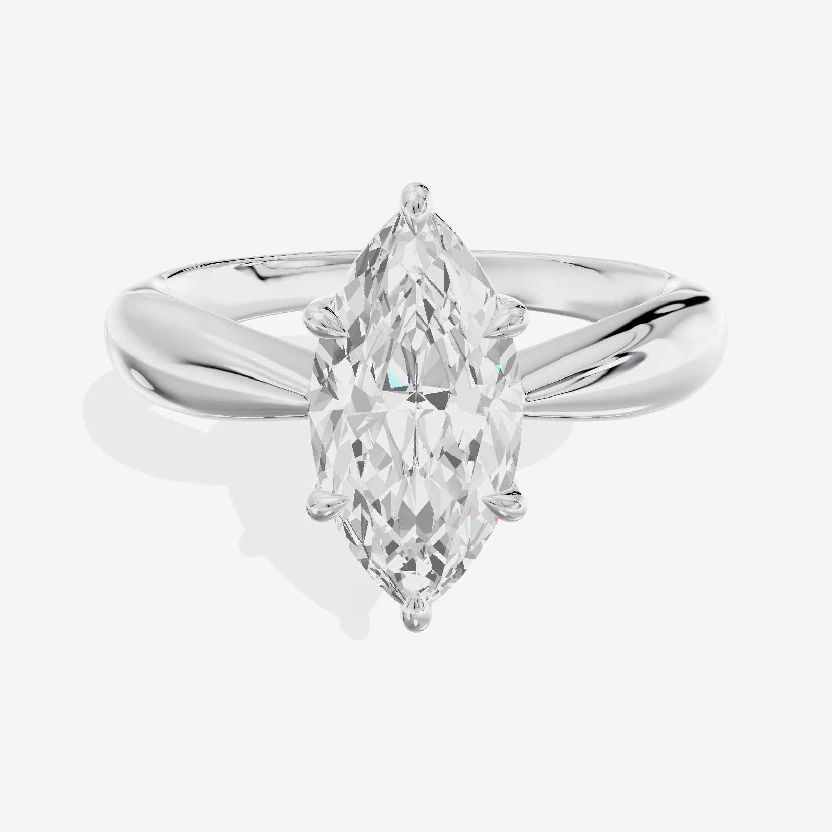 Aimora Trellis 2mm Marquise Solitaire Engagement Ring in 18K White Gold
