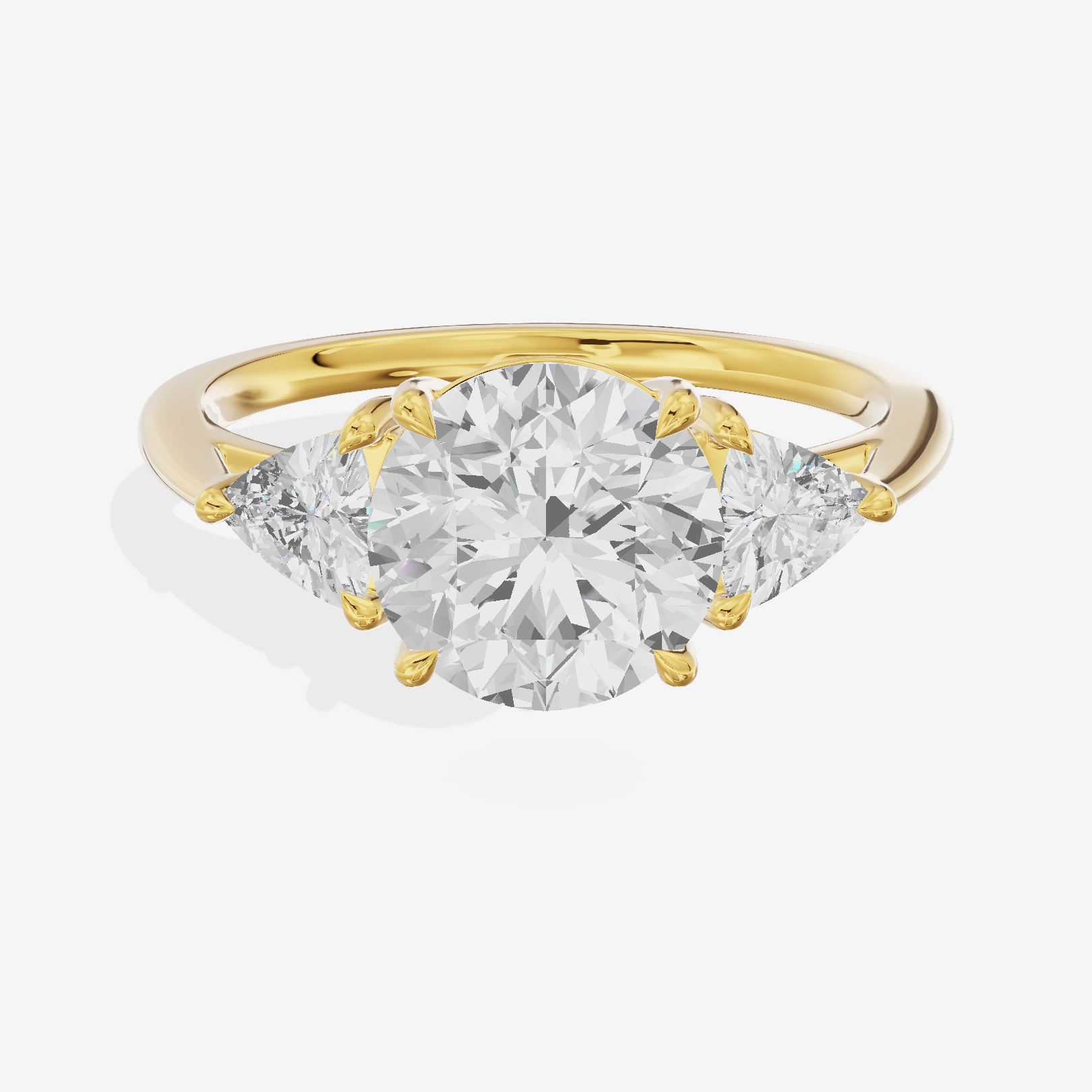 Luxe Coeurine Three Stone Round Engagement Ring (1/2 ct. tw.) in 18K Yellow Gold