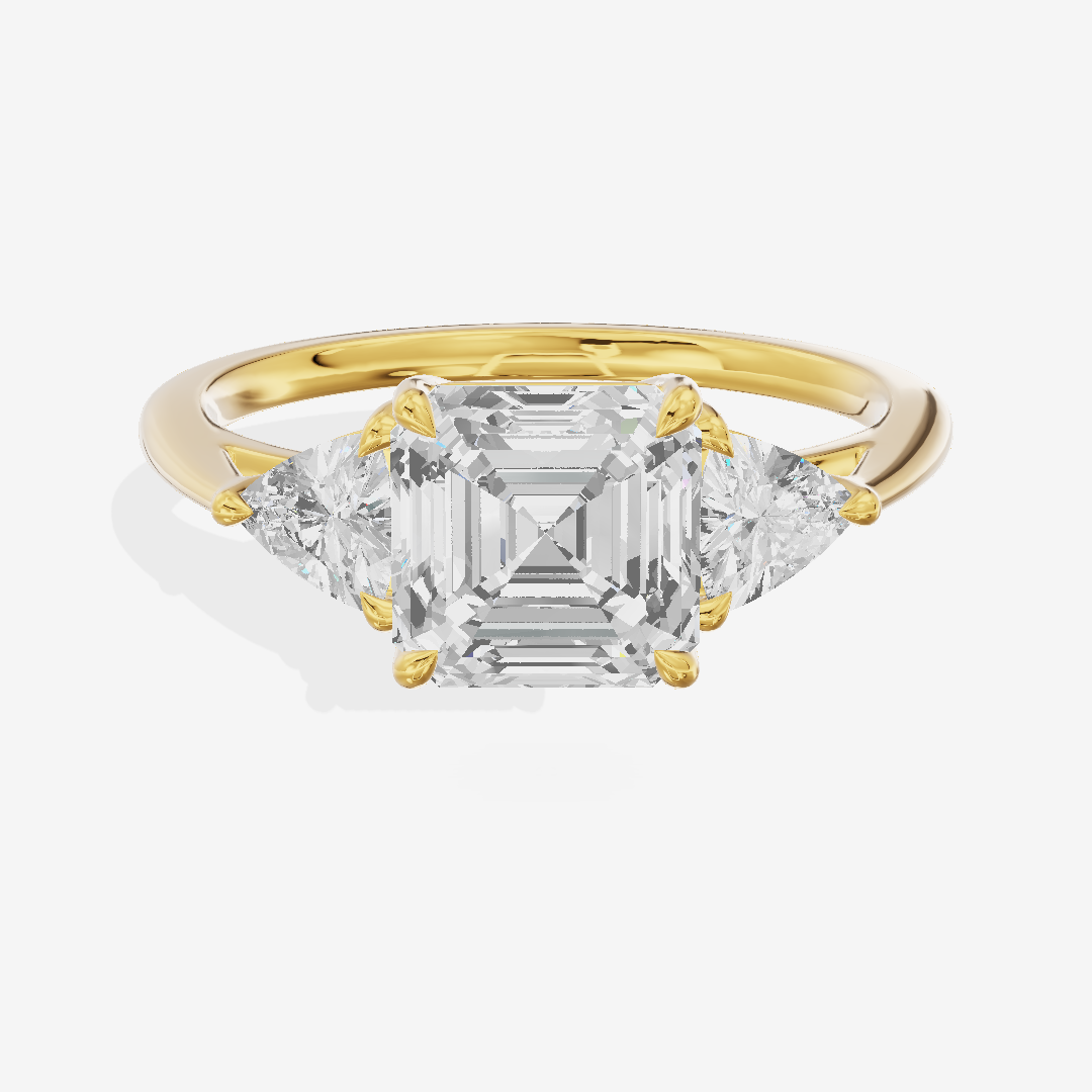 Luxe Coeurine Three Stone Asscher Engagement Ring (1/2 ct. tw.) in 14K Yellow Gold