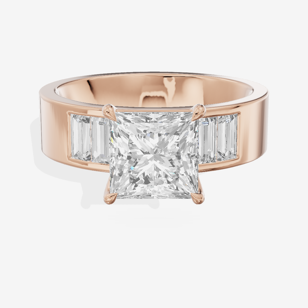 Grand Sincere Princess Engagement Ring with Side Stones (3/5 ct. tw.) in 18K Rose Gold
