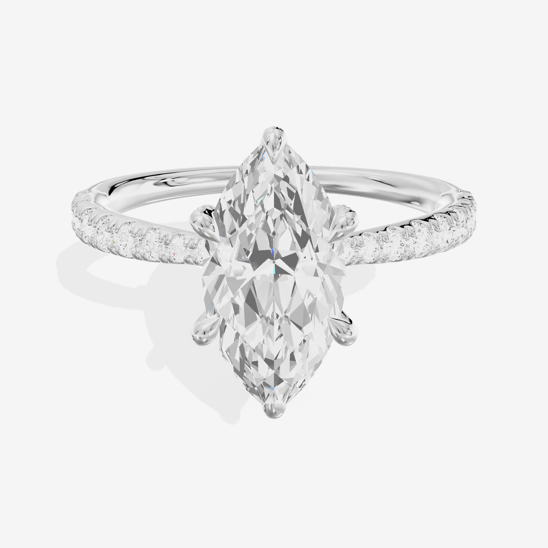 Whispered Lumera Marquise Engagement Ring with Side Stones (1/3 ct. tw.) in 18K White Gold
