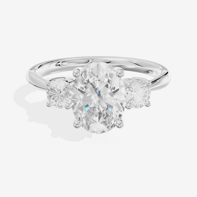 Grand Sincere Three Stone Oval Engagement Ring (1/3 ct. tw.) in Platinum