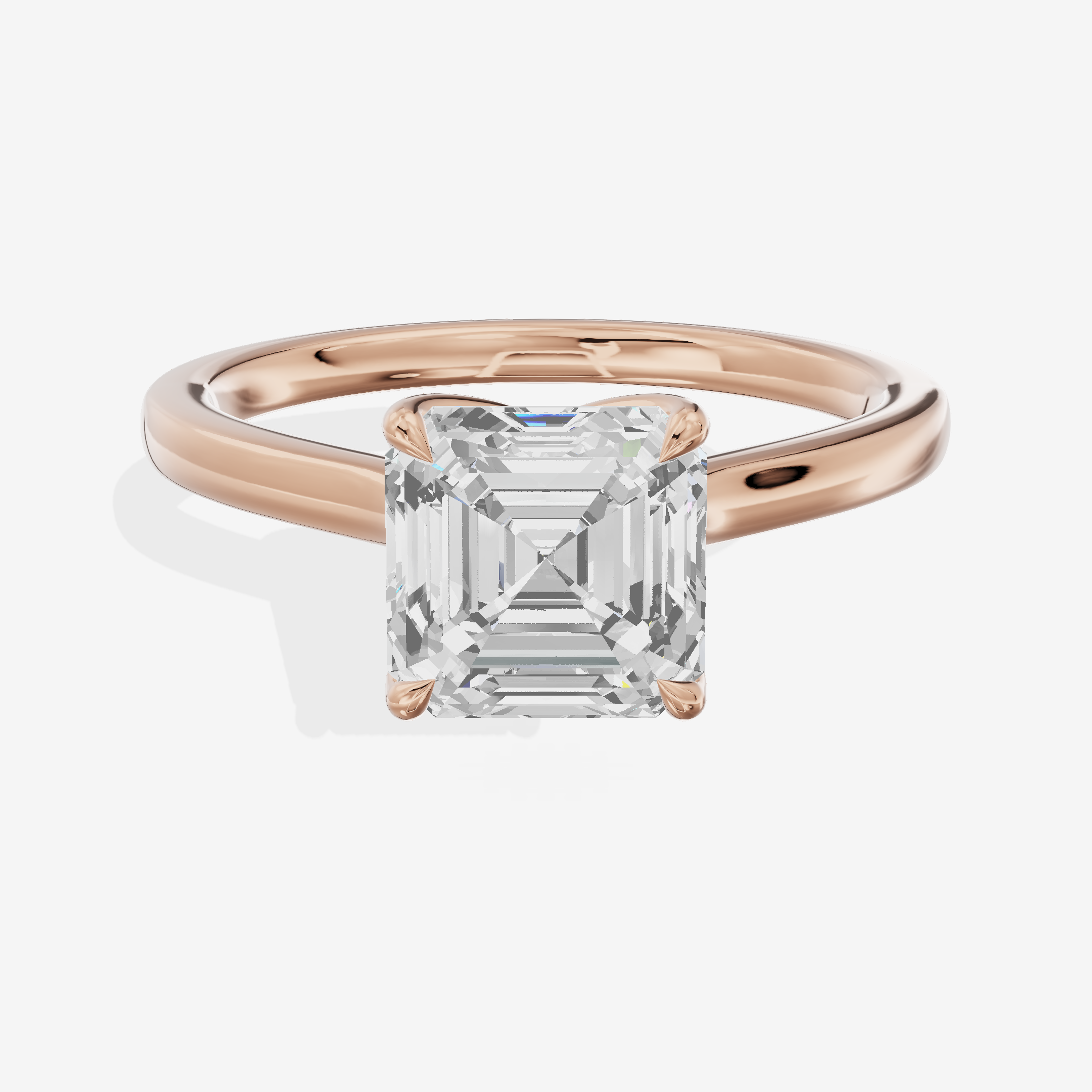 Pendulae Ring 1.8mm Asscher Solitaire Engagement Ring in 18K Rose Gold
