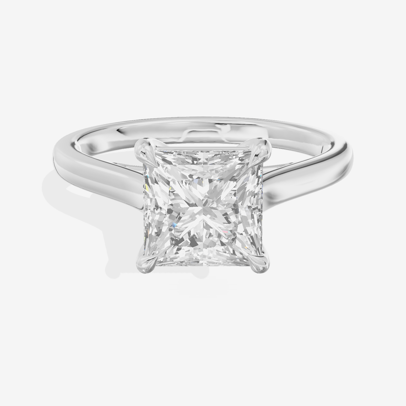 Whispered Coeurine 2mm Princess Solitaire Engagement Ring in 14K White Gold