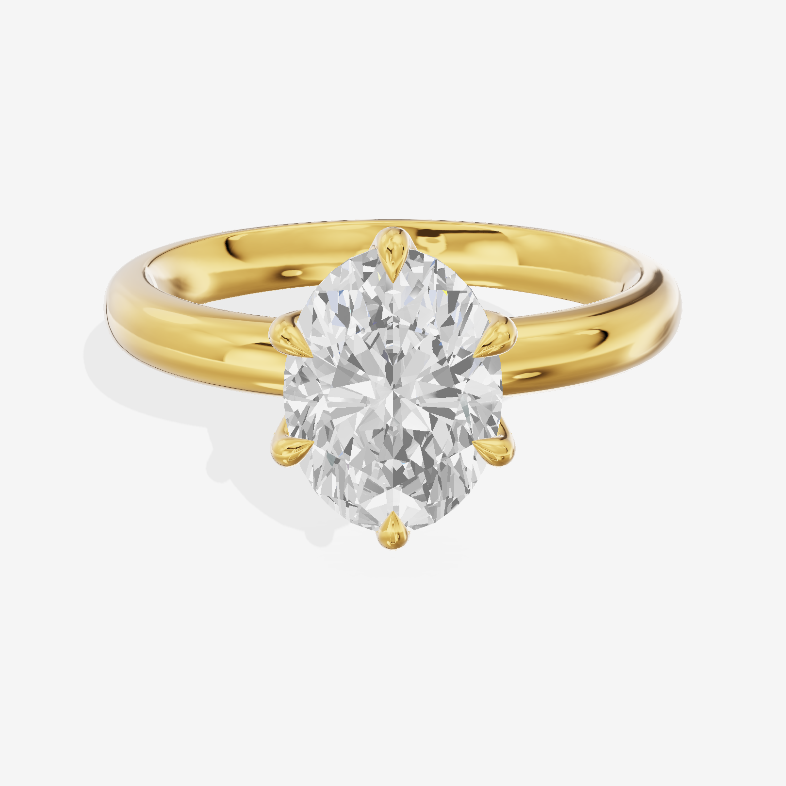 Vowsae 2.5mm Oval Six-Prong Engagement Ring in 14K Yellow Gold