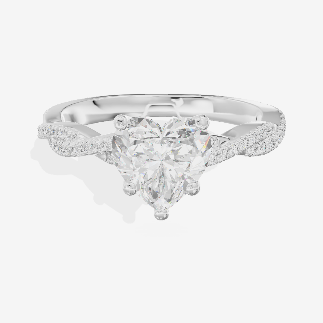 Petite Lightwoven Heart Pavé Engagement Ring (1/4 ct. tw.) in 14K White Gold