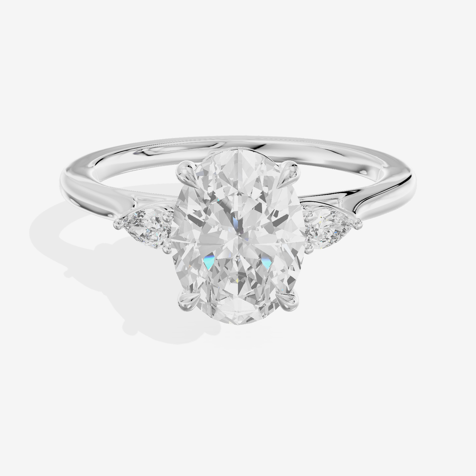 Royal Sincere Three Stone Oval Engagement Ring (2/3 ct. tw.) in Platinum