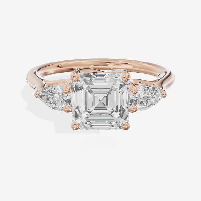 Grand Vowsae Three Stone Asscher Engagement Ring (2/5 ct. tw.) in 18K Rose Gold