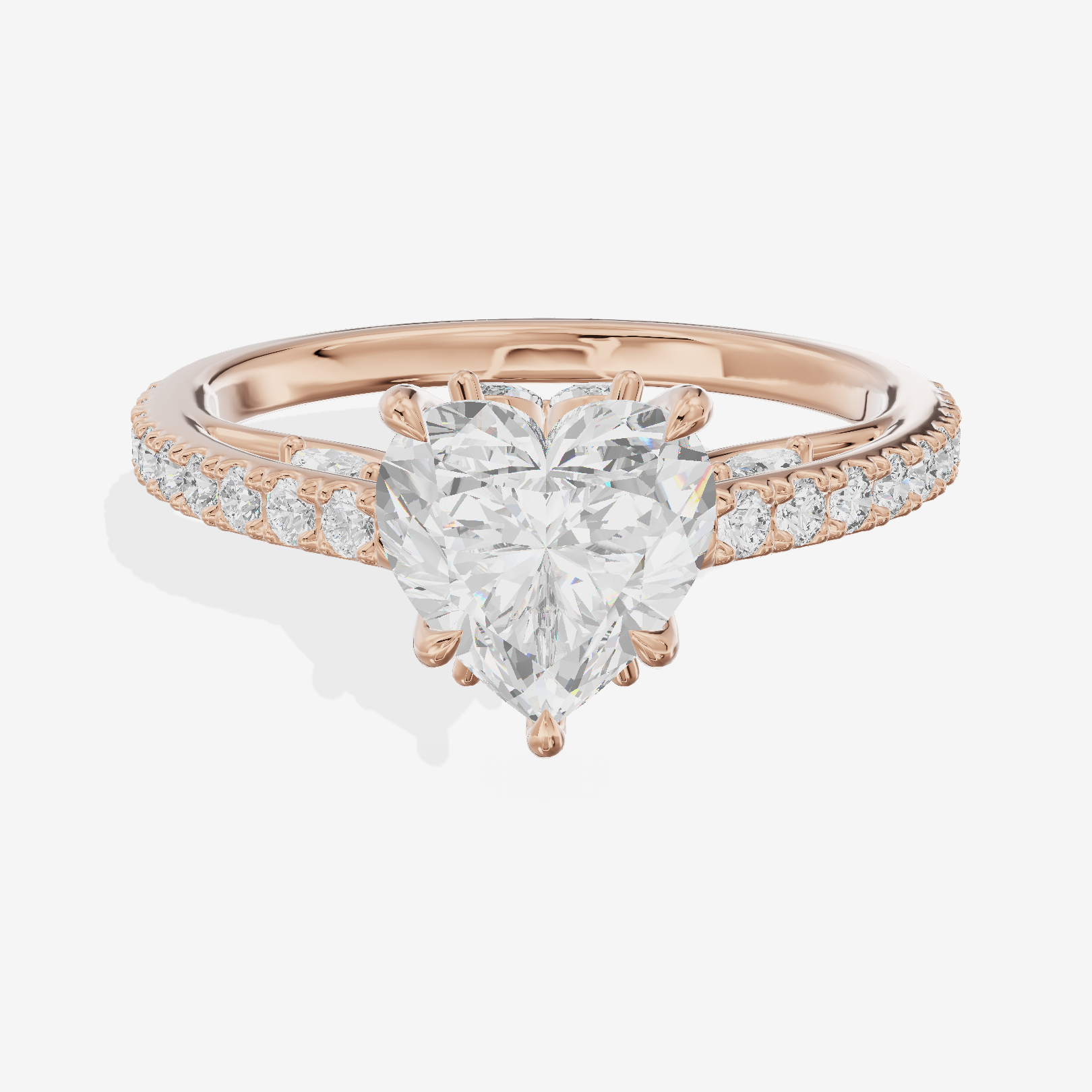 Twine Cathedral 1.8mm Heart Solitaire Engagement Ring (1/2 ct. tw.) in 18K Rose Gold