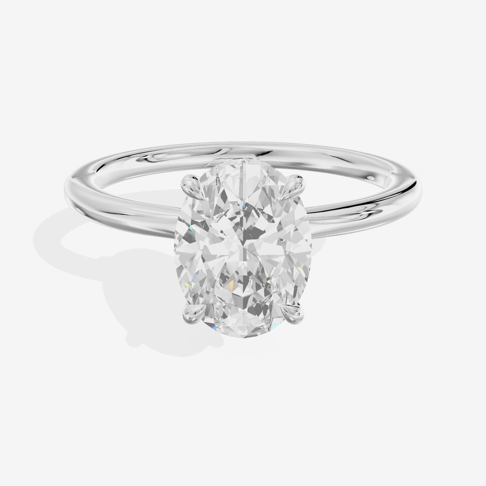 Coeurine Solitaire 1.8mm Oval Solitaire Engagement Ring in 18K White Gold